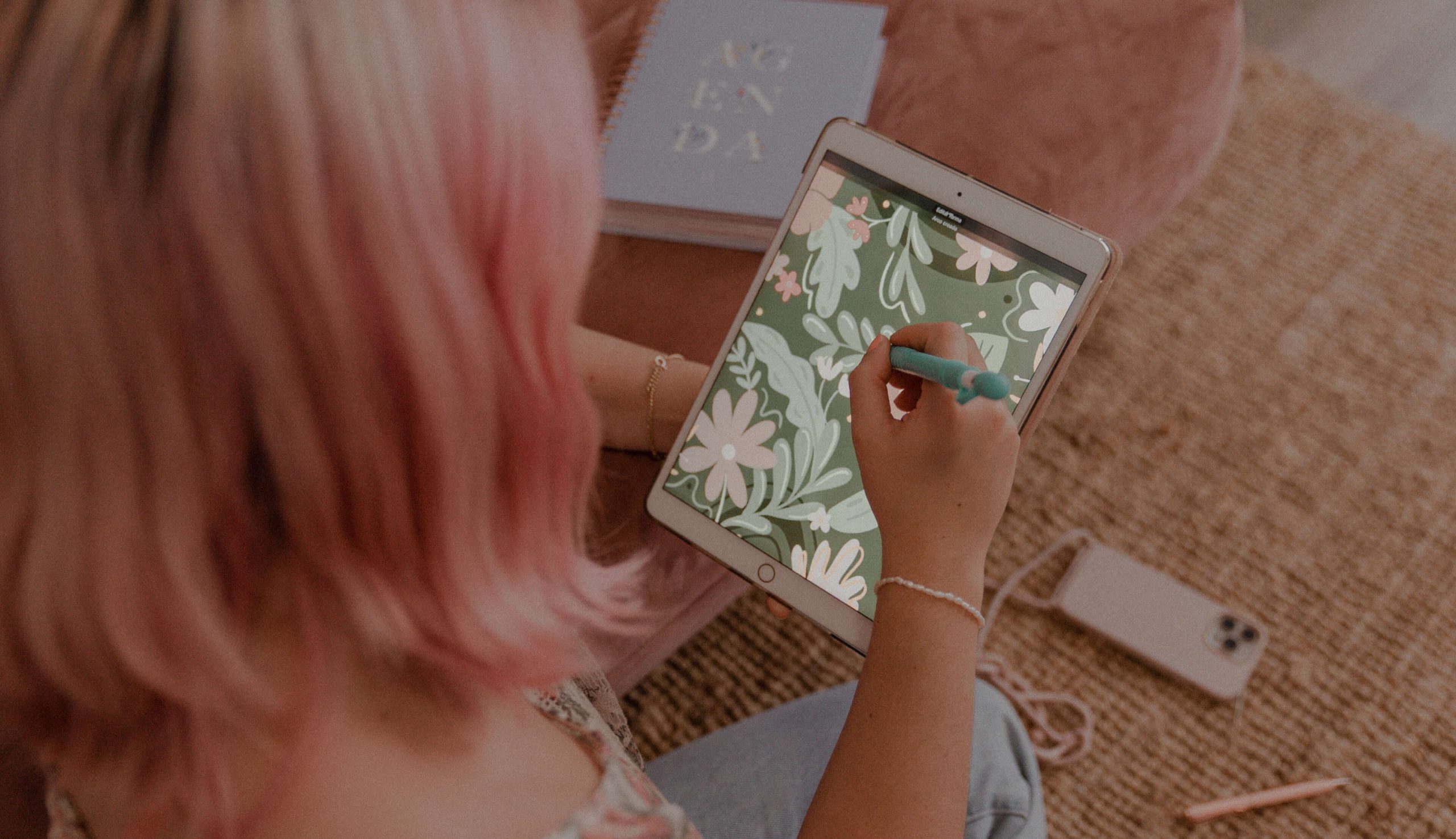 ilustración de flores estampadas